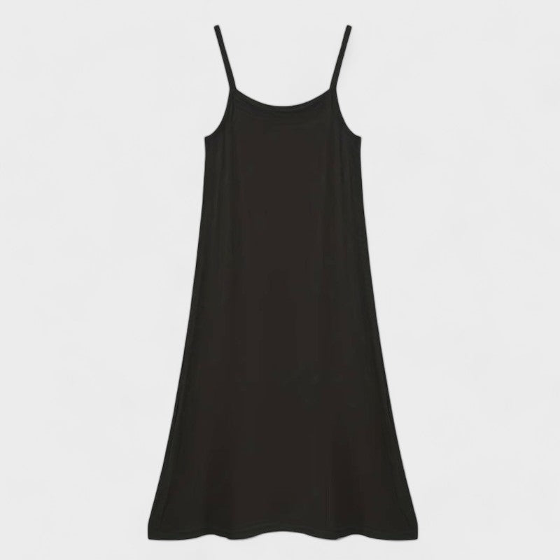 Fond de robe long noir à plat