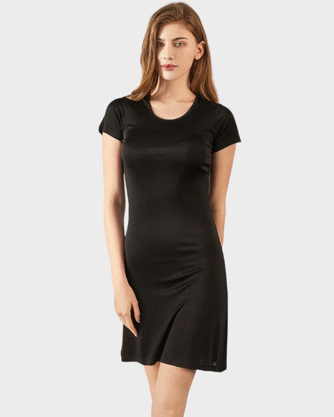 Fond de robe noir manche courte - M