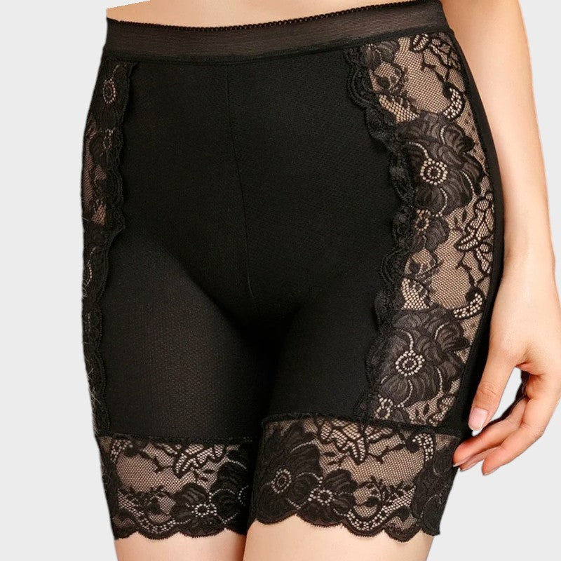 Short dentelle sous robe face
